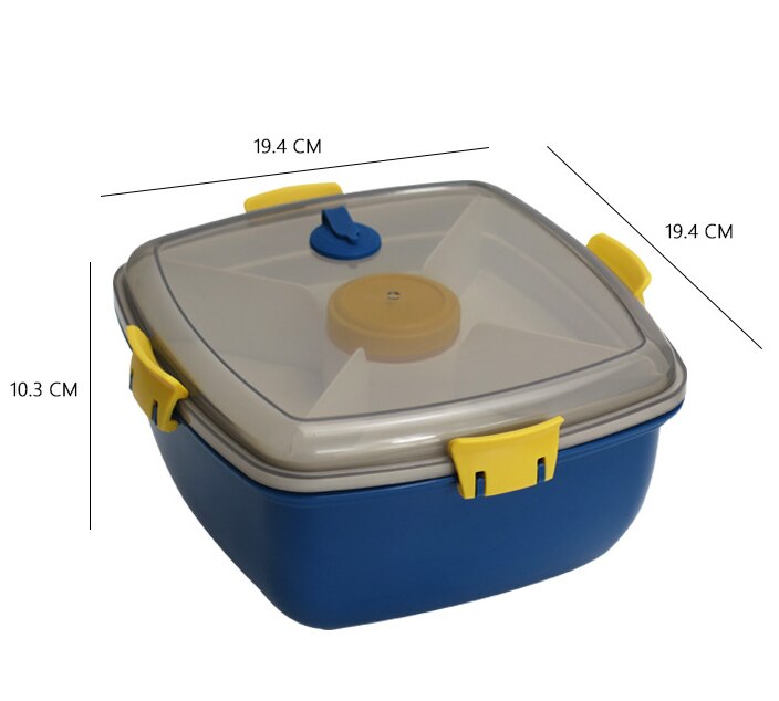 Bento Salad Lunch Container To Go, 1200ml Salad Bowls with Compartments, Salad Dressings Container for Salad Toppings, Snacks