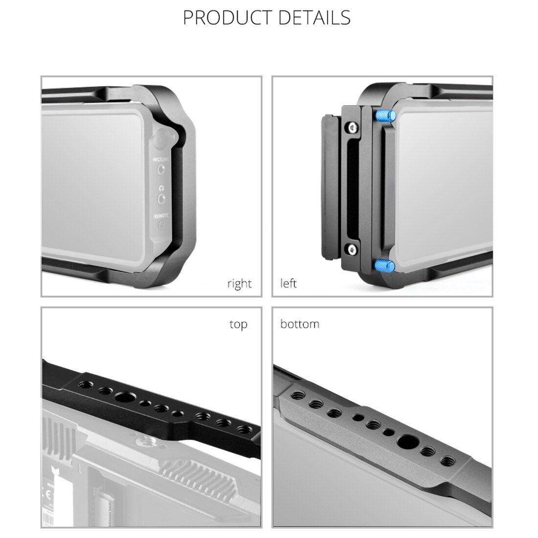 Gabbia sagomata in lega di alluminio per Atomos Ninja V gabbia per Monitor di registrazione con binari NATO integrati morsetto per cavo filetto 1/4 &quot;3/8&quot;