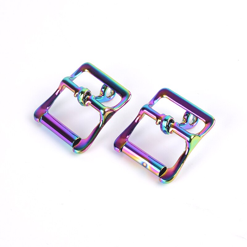 2pcs Rainbow Color Locking Tongue Roller Buckle, Metal Locking Buckle