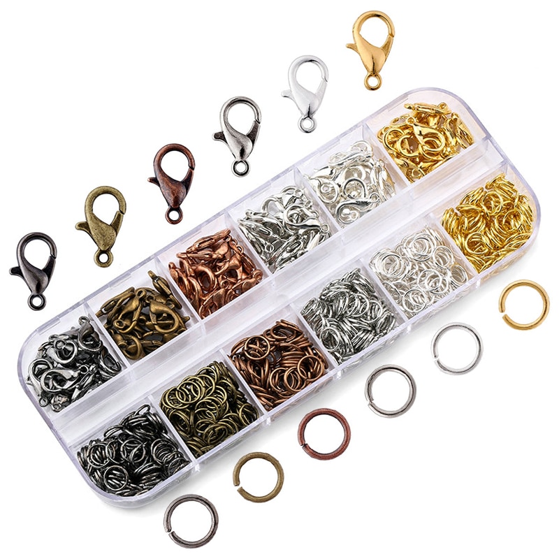 A Set Jewelry Findings 4mm/5mm/6mm/8mm/10mm Open Jump Rings Split Rings 6 colors Lobster Clasps hooks Jewelry Making Supplies