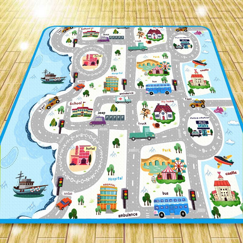 Enkelzijdige baby kruipmat stad stedelijk spel kinderkleed 2*1.8m #39 tapijt waterdichte gym speelmat schuim zachte vloer speelgoed: K