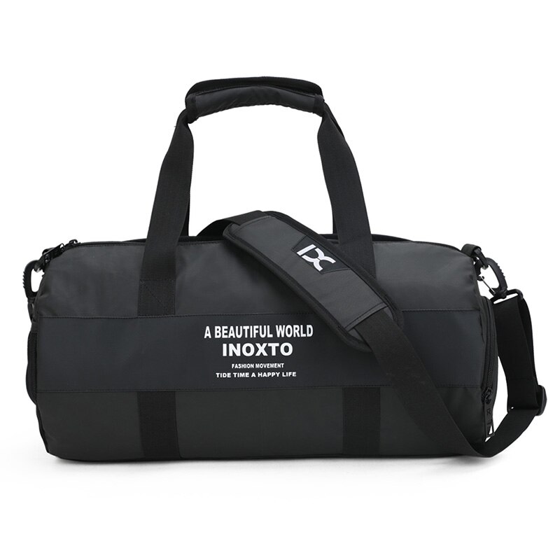 Gym tasker mænd sport fitness pakke skulder sport taske håndtasker mandlige rejsetasker polyester vandtæt håndtaske kvinde: Sort farve