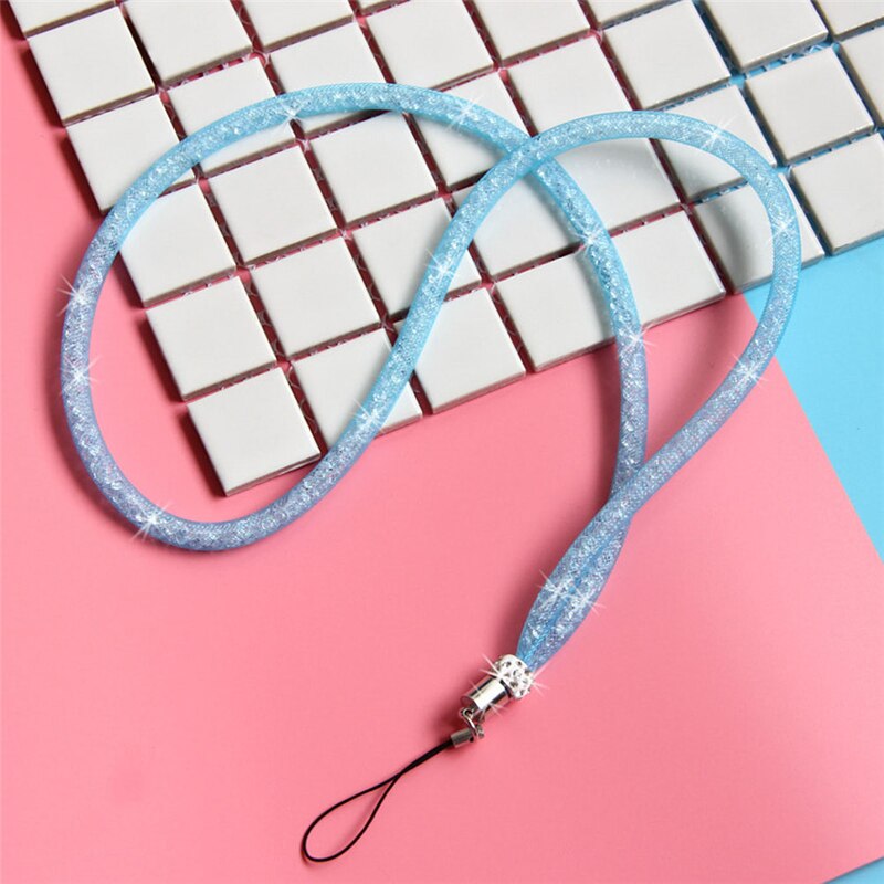 Mobiele Telefoon Bling Glitter Nekkoord Lanyards Toetsen Id Kaarten Gym Lanyards Luxe Diamanten Hals Lanyard Multifunctionele Bandjes: blue