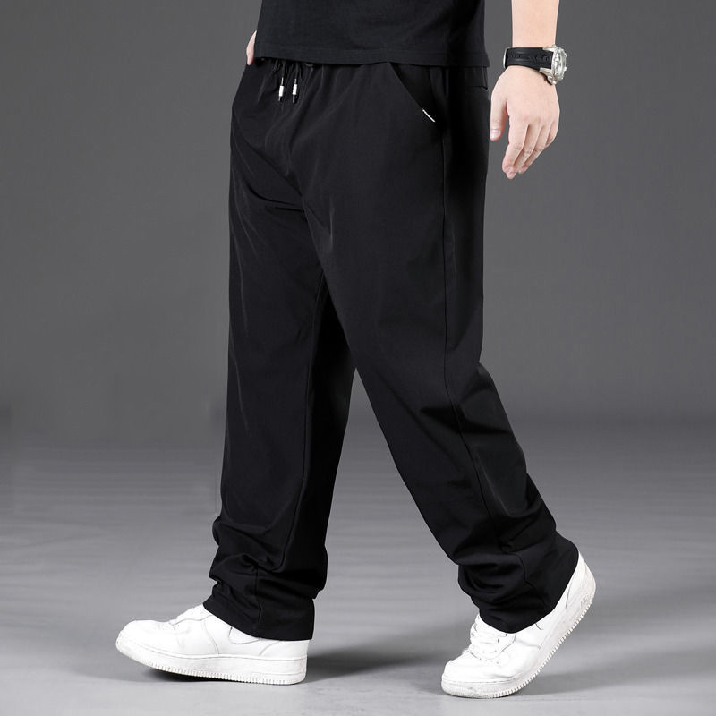 Plus size bomulds casual bukser herre lige løse bukser herretøj elastisk talje cargobukser ren bomuld oversized bukser
