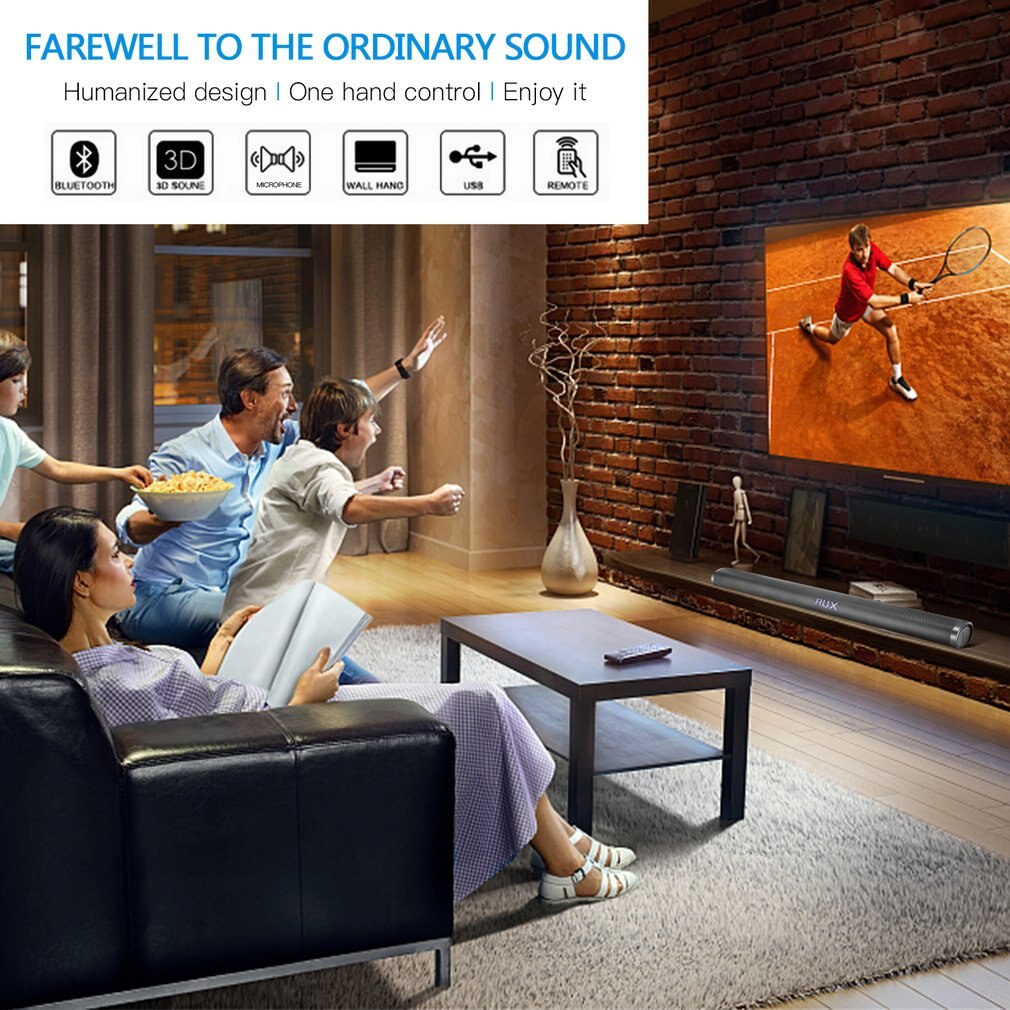 LESHP 2.0 Channel Wireless Sound Bar with Remote Control Speaker Stereo Soundbar for Home Theater Speaker
