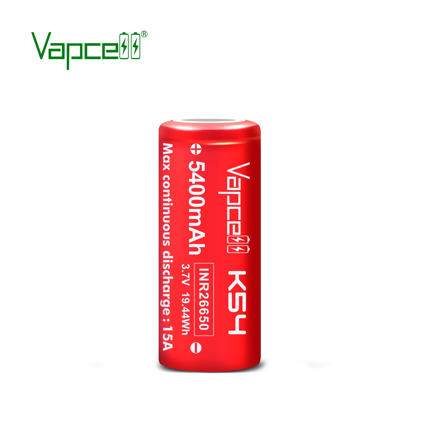 VapCell original INR 26650 5400mah 15A K54 li ion battery 3.7V high power rechargeable batteries cell for flashlight power tool