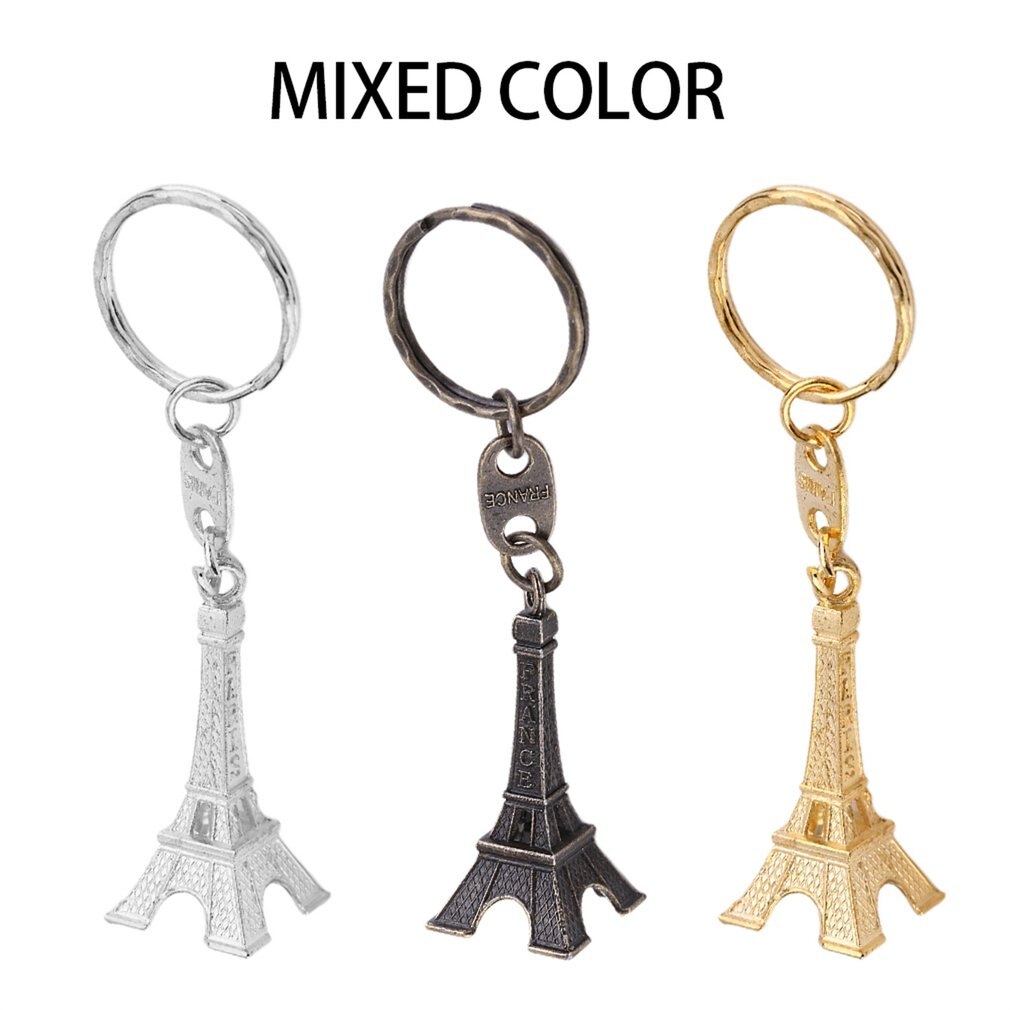 1 Stks/pak Retro Mini Parijs Eiffeltoren Model Sleutelhanger Sleutelhanger Metalen Ring Meisjes Sleutel Decoratie Goedkope