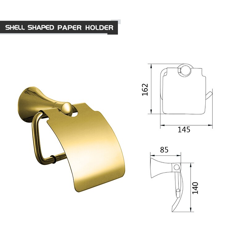 Bathroom Accessories Paper Holder Soap Shelf Towel Rack Toilet Brush Holder Towel Holder Hooks Brass Gold Bathroom Hardware Set: Paper Holder