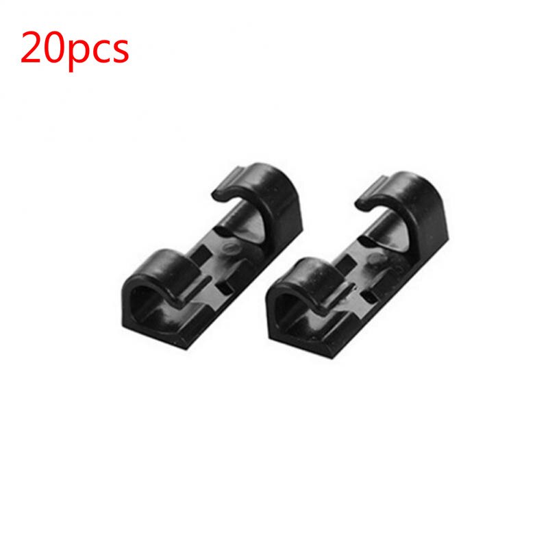 20pcs/set Finisher Wire Clamp Solid Desk Wire Clip Organizer Office Accessory Bobbin Winder Wrap Cord Cable Manager Cord Holder: Black 20pcs