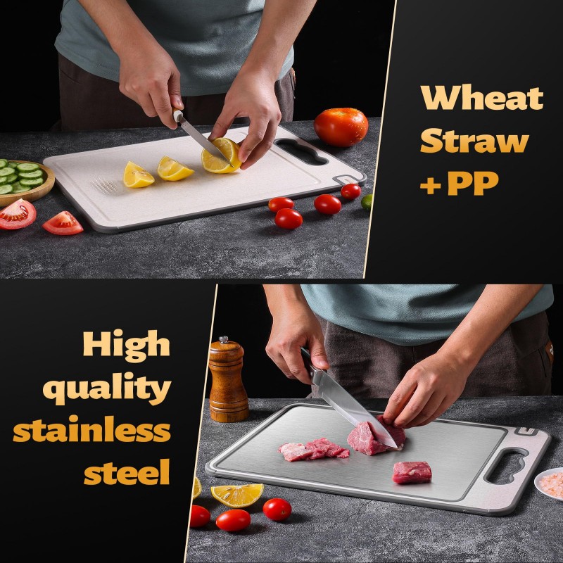 Titanium Cutting Board Double Sided for Kitchen, Stainless Steel Cutting Board, Stainless Steel Food Grade Cutting Board