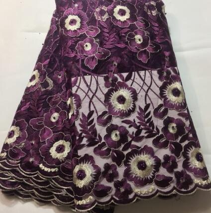 Marineblå afrikanske perler blondestof broderet nigeriansk blondestof fransk tyl blondestof til kvinder ylm 032