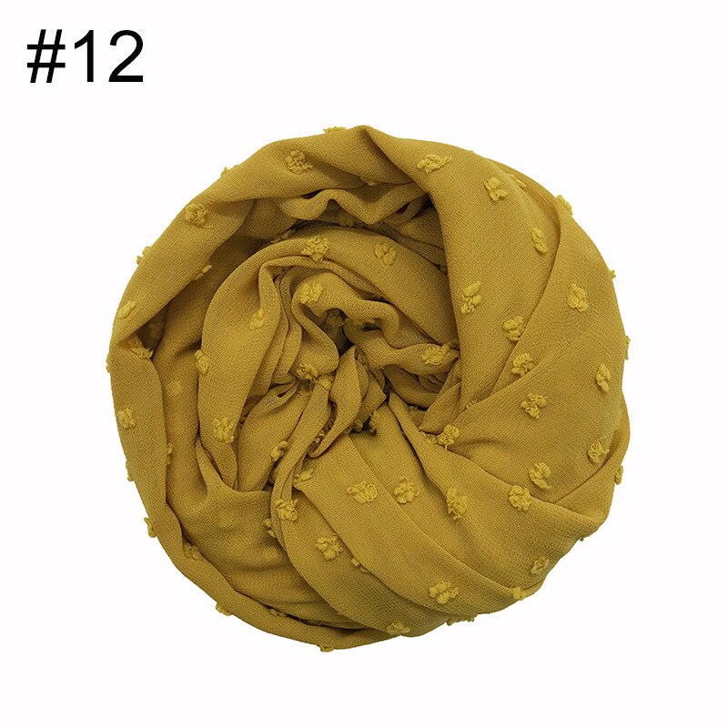 Fuzzy ball scarf Plain solid scarves Lady's wrap Chiffon muslim hijab Women shawls: 12