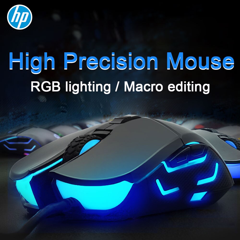 HP G260 RGB LED Light Wired Gaming Mouse Macro Ergonomic 5500 DPI Mouse for PC Computer Laptop Silent Mause Mice