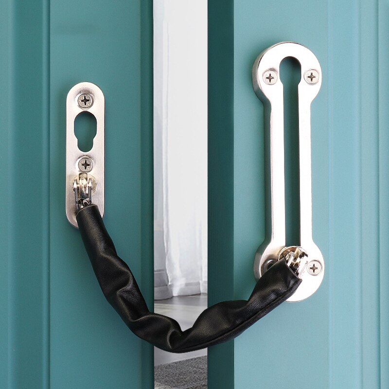 BETOCI Anti-hotlinking door chain lock latch anti-theft lock door latch safety chain lock for hotel room door household doors: Brushed silver