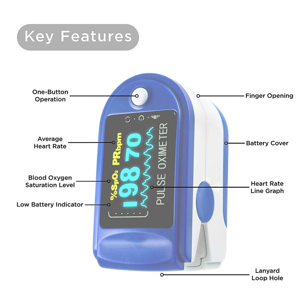 Digital Fingertip Pulse Oximeter LED Display Blood Oxygen Sensor Saturation SpO2 Monitor Measurement Meter for Home Sports Lover