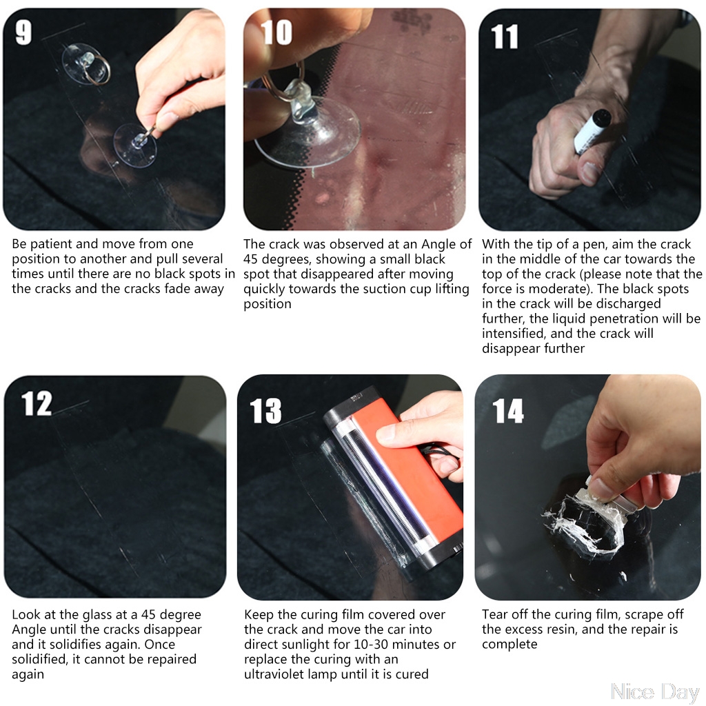 Advanced Automotive Glass Nano Repair Fluid Car Window Glass Crack Chip Repair Tool Kit Windshield