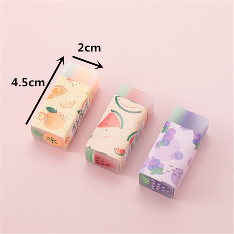 3 uds fruta de goma suave de goma para borrar de estudiante plastilina para dibujo lápiz goma suministros para arte de papelería