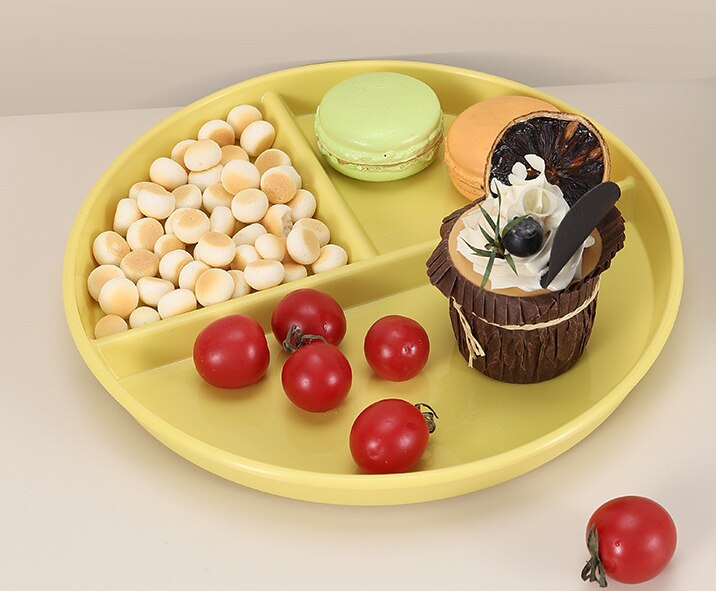 Plato divisor de plástico para desayuno, placa para reducir la grasa, para perder peso: yellow