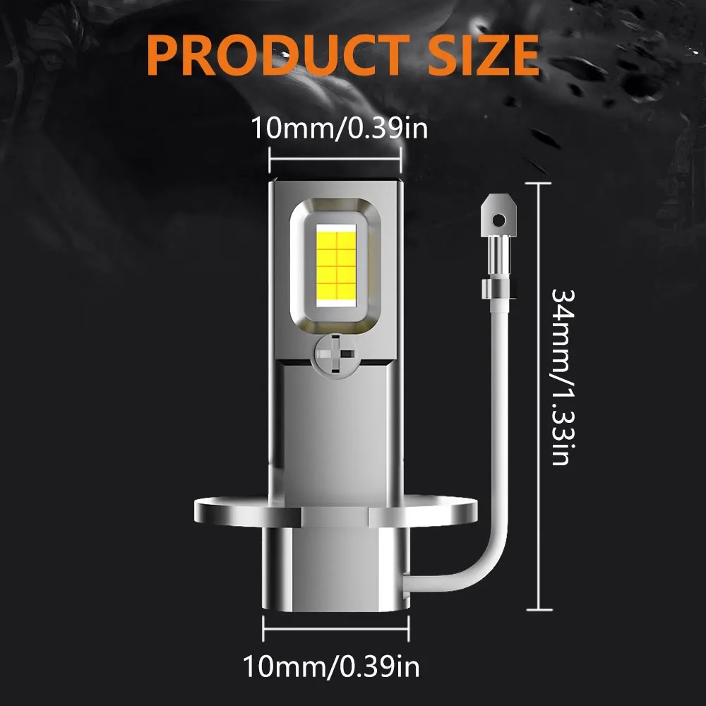2 uds H3 bombilla LED para faros antiniebla tamaño 1:1 Plug And Play luz brillante de alta potencia para coche 12V 120W 30000LM amarillo blanco azul