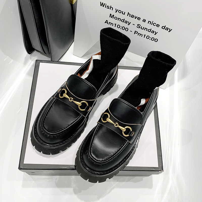 Female Loafers Flat Platform Women Shoes Size35-40 Casual Slip-on Round Toe Solid Black Ladies Shoes For Women лоферы женские