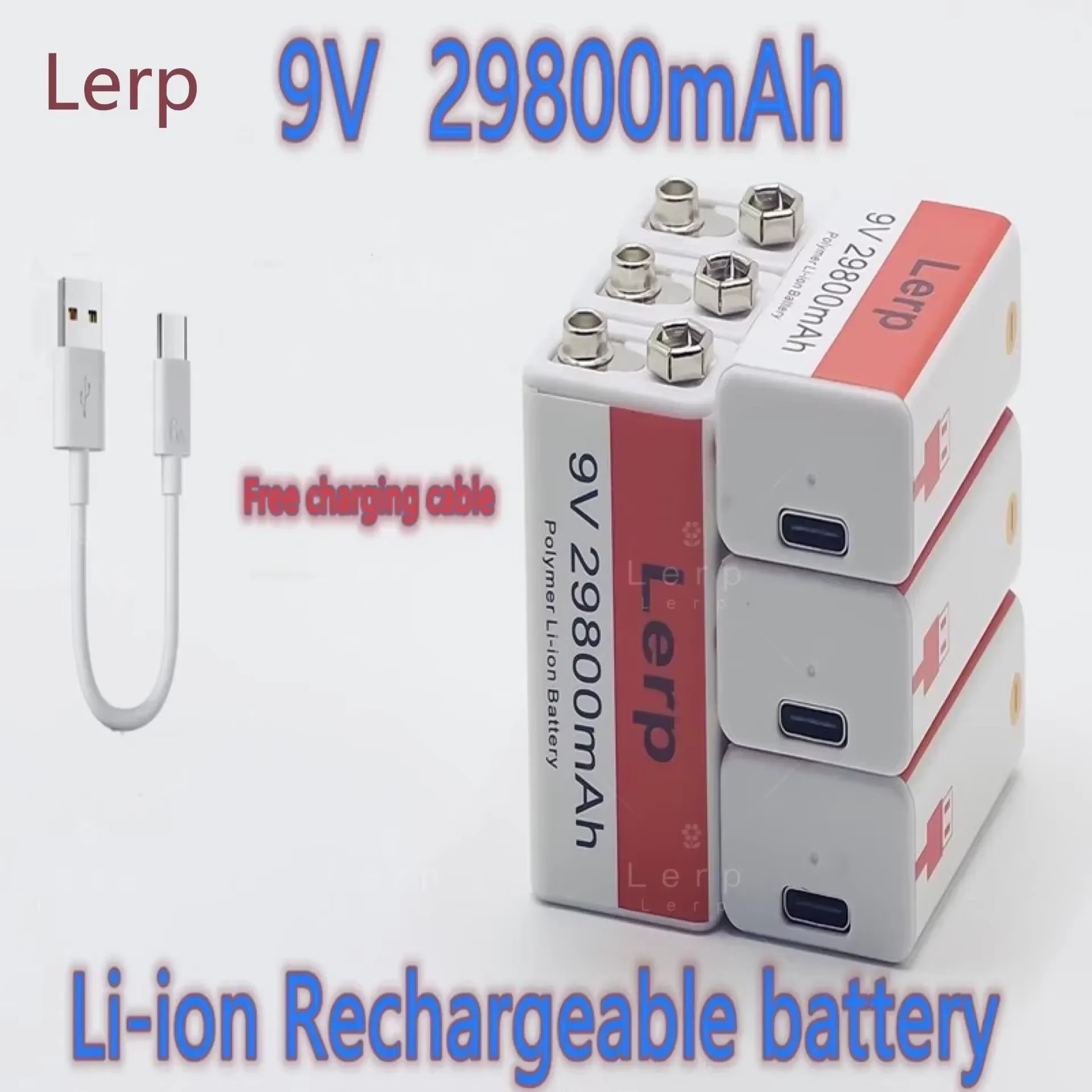 Bateria Oplaadbare Iones De Litio, Pila De 9V, 2024mAh, Mini Usb, Juguete, Microfoon Sosfono, Controle Remoto, Nut Ktv, 29800: Beige