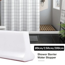 Shower Barrier Rubber Water Stopper Bathroom Water Dam Collapsible Threshold Water Floor Partition Strips With Glue 80/150/200cm