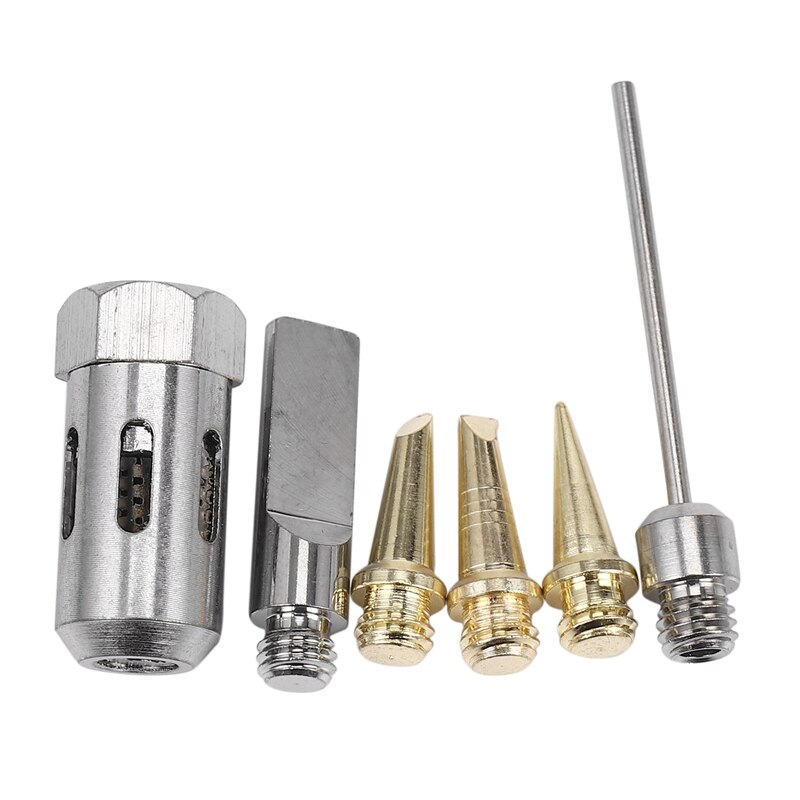 6 Stuks Flame Butaan Gas Solderen Tips + Nozzle Butaan Gas Soldeer Tip Voor Mt-100 Ht-1937 Butaan Gas Soldeerbout kit Lassen Set: Default Title