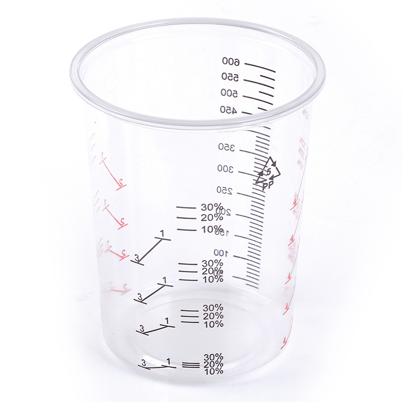 Bol de mélange de peinture en plastique, 10 pièces, gobelet calibré, 600ml, pour un mélange précis de peinture et de liquides