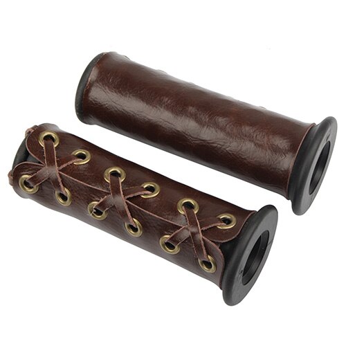 Motorcycle Handle Grips Cover Retro Heavy Duty PU Leather Hand Grip Throttle Cover Wraps For Harley For Indian Cafe Racer Bobber: MP05-002-0123-A