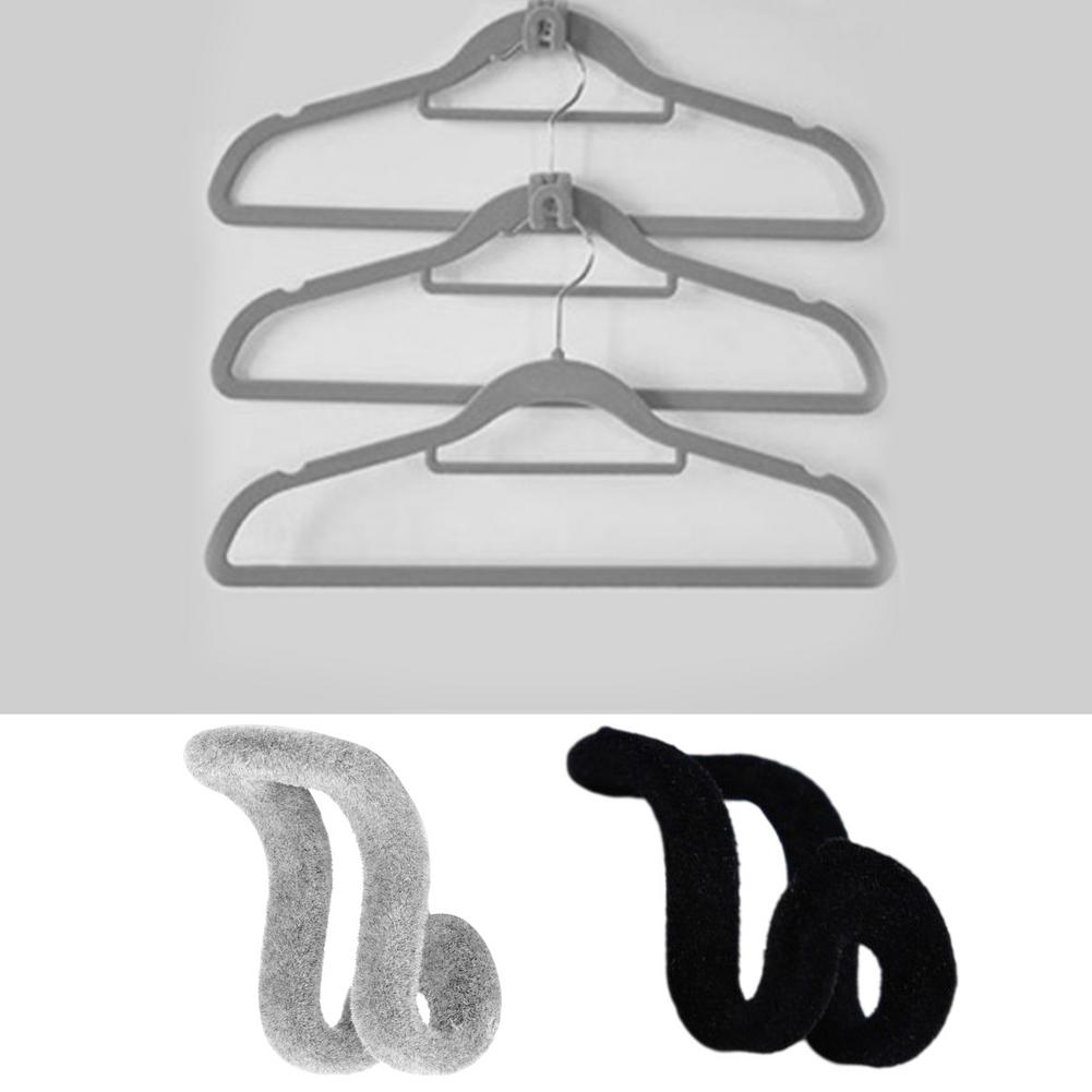 10PCS/Lot Cloth Hanger Hook Mini Flocking Clothes Hanger Easy Hook Closet Organizer Holder Save Space Non Slip Flocking Hanger
