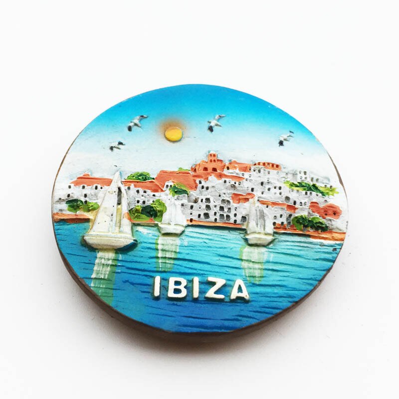 QIQIPP Spanish island of Ibiza sea-view tourist souvenirs hand-painted magnetic refrigerator paste tourist souvenirs