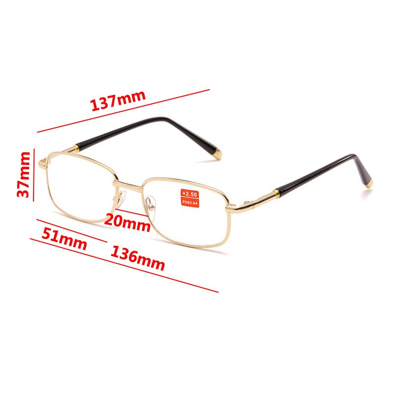 Gafas de lectura con montura de Metal para hombre y mujer, Lentes de vidrio óptico para presbicia, dioptrías de Unisex + 1,0 + 1,5 a + 4,0 sin funda