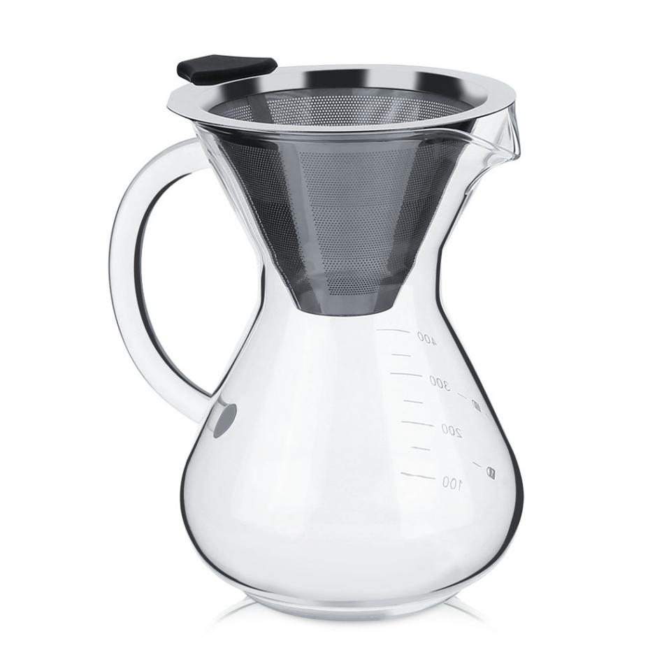 Zerodis 400ml Glass Cup Hand Drip Coffee Kettle Teapot Coffee Stainless Steel Filter Water Pot Kitchen Pots