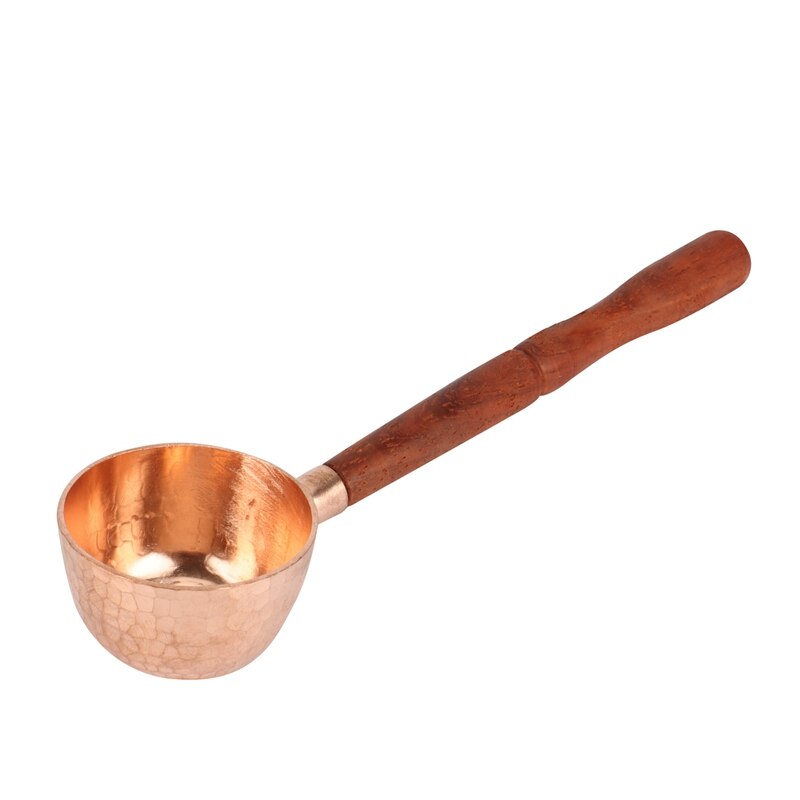 Kitchen Products Copper Coffee Scoop Coffee Bean Spoon with Wooden Handle Coffee Measuring Bean Spoon