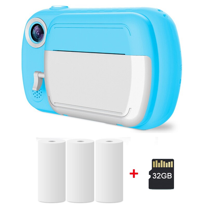 Kinderen Camera Instant Print Camera Voor Kinderen 3.5 ''Slr 1080P Digitale Camera Met 3 Rollen Thermisch Fotopapier kind Speelgoed Camera: Blue with 32GB Card