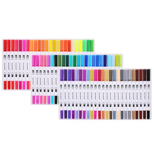 12/120 farver pensler med dobbelt tip 0.4mm fineliner spids og 2mm pensel tip til farvning af tegning malerpennepenselmarkører: 60 farver
