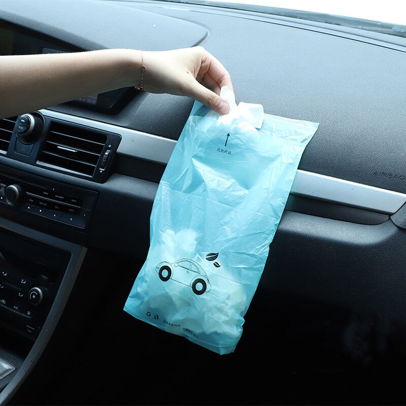 50pcs Car Trash bag Disposable Self-Adhesive Car Biodegradable Trash Garbage Storage Bag Vomit Bags Car Trash bin Rubbish Holder