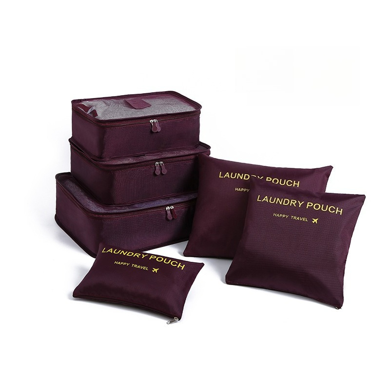 6 stk/sett reisepakkekuber bagasjeorganisatorvesker til klær sko toalettsaker lett reiseoppbevaring og koffert: Gul