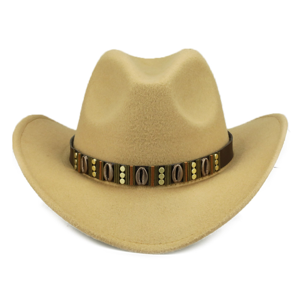 Yy metal bælte cowboy kasketter mænd efterår rytter hat kvinder vinter western cowgirl hatte sombrero cowboy disfraz  fd19054: Kamel cowgirl hat