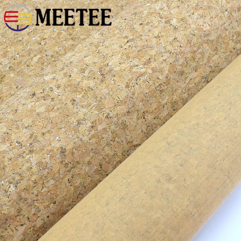 Meetee 90 x 140cm 0.5mm tissu en cuir de liège naturel pur tissu grain de bois matériau doux pour chaussures de fond sac à main décoration artisanat