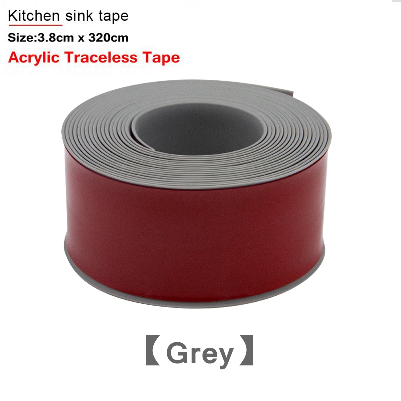 Pvc Zelfklevende Badkamer Tape Stickers Douche Wastafel Bad Afdichtstrip Tape Pvc Waterdicht Muursticker Voor Badkamer Keuken: 3.2M Acrylic GREY