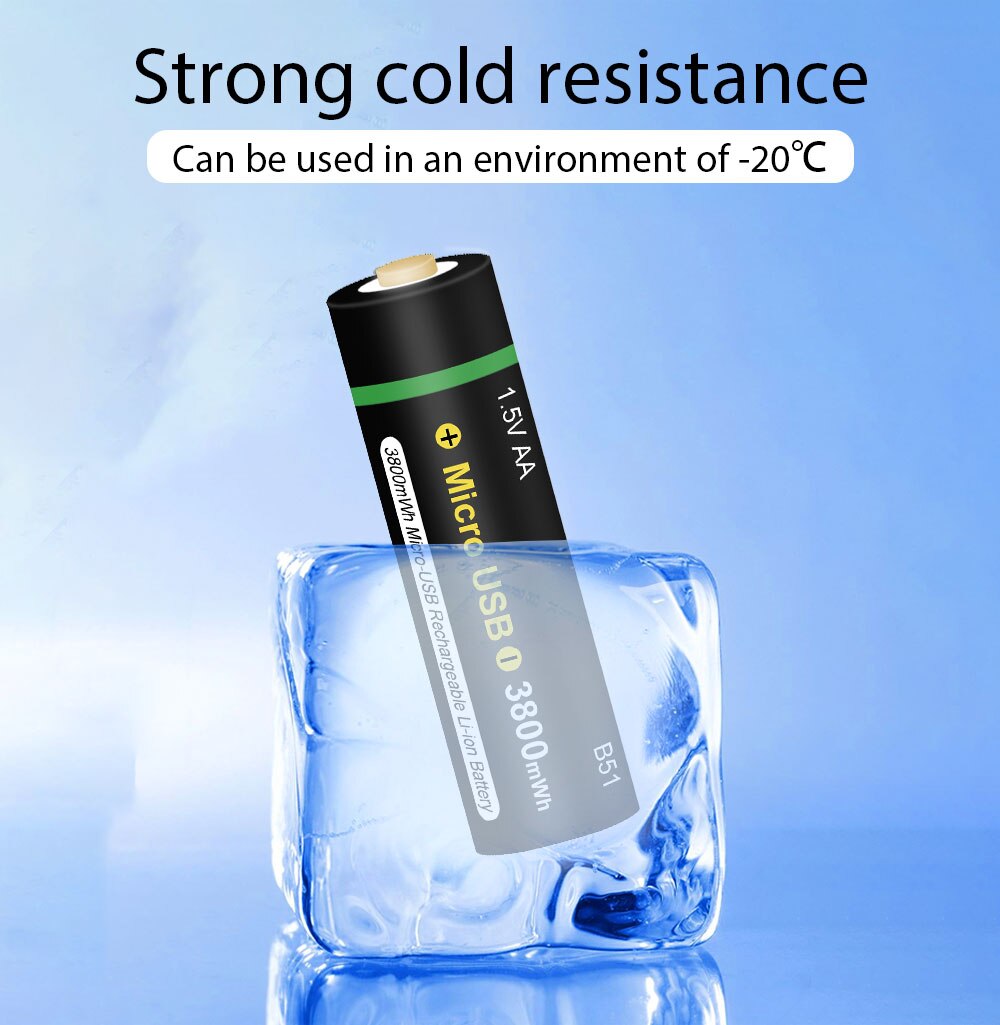 1.5V AA Rechargeable Battery 3800mWh USB Rechargeable Lithium Li-ion Polymer Battery Quick Charging by Micro USB Cable