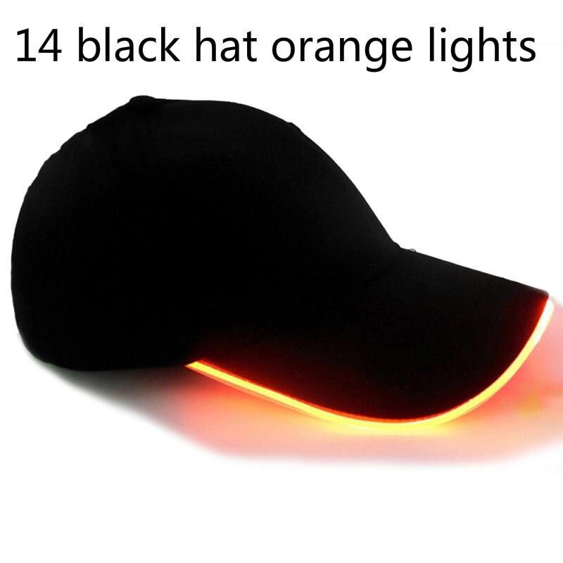 Gorra de béisbol de fibra óptica con luz LED, sombrero de béisbol con luz LED brillante, estilo Hip-Hop, ajustable: 14