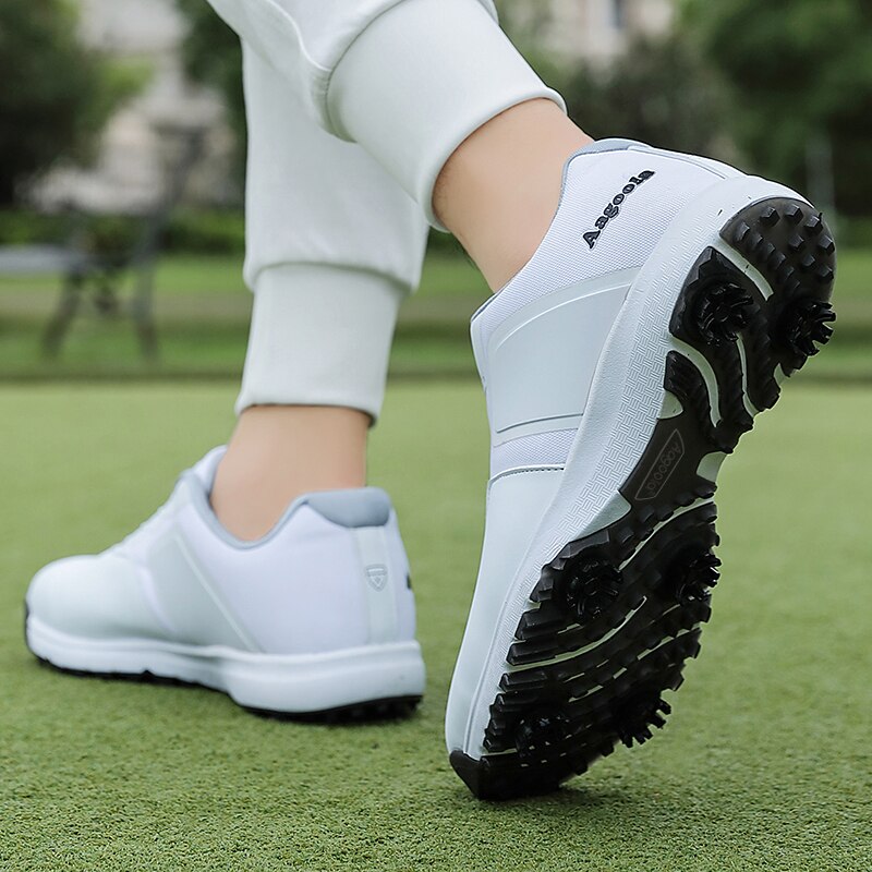 Spiked Golf Shoes Man Golf Walking Sport Shoes with Spikes Men's Leather Golf Sneakers Black White Spike Sport Boot