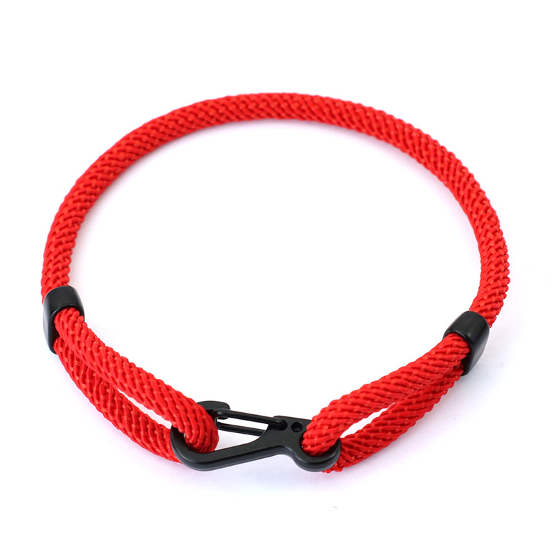 Pulsera de cuerda ajustable única para hombre y mujer, Brazalete Unisex de color negro con hebilla de aventura al aire libre, Brazalete rojo de la suerte, joyería de amistad,: Estampado en caliente