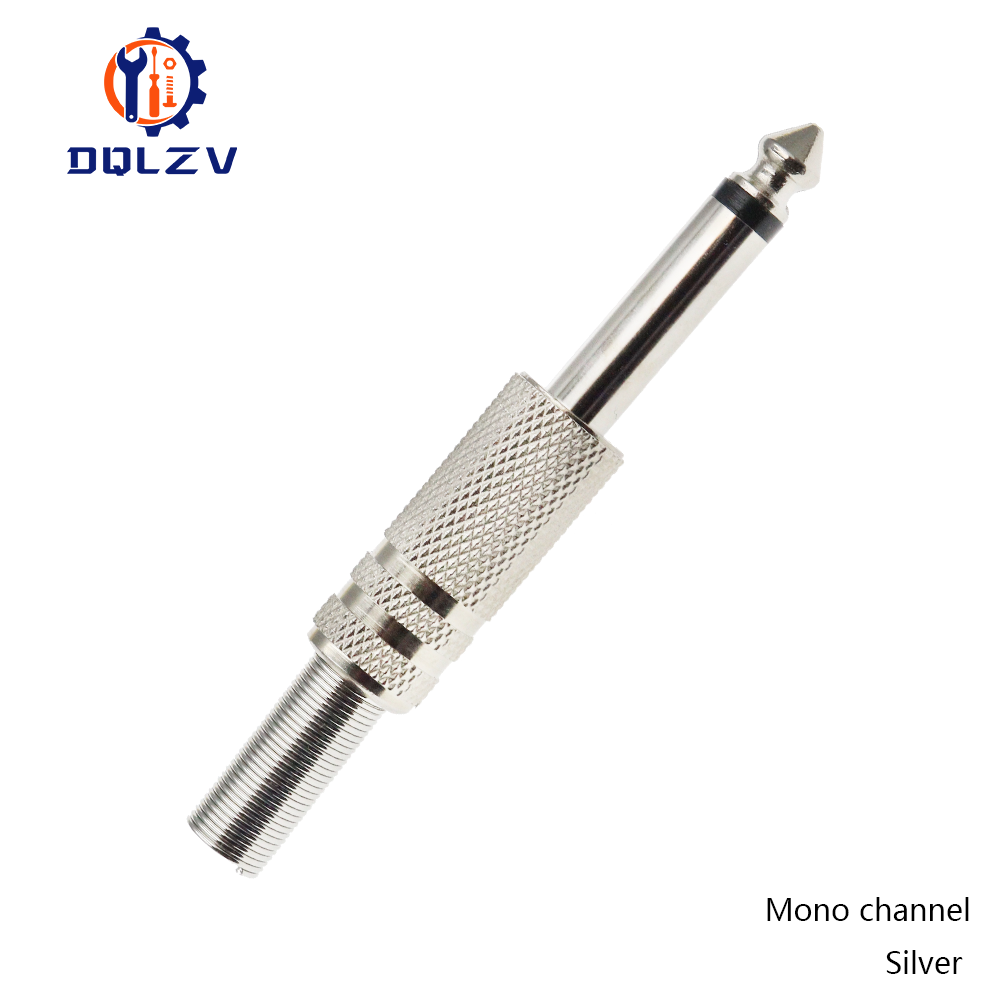 Adaptador de conector de Audio Mono macho, conector Jack dorado de 6,35 MM, conectores estéreo de Audio de soldadura macho de 1/4 pulgadas: Verde militar / 5-9 Unids