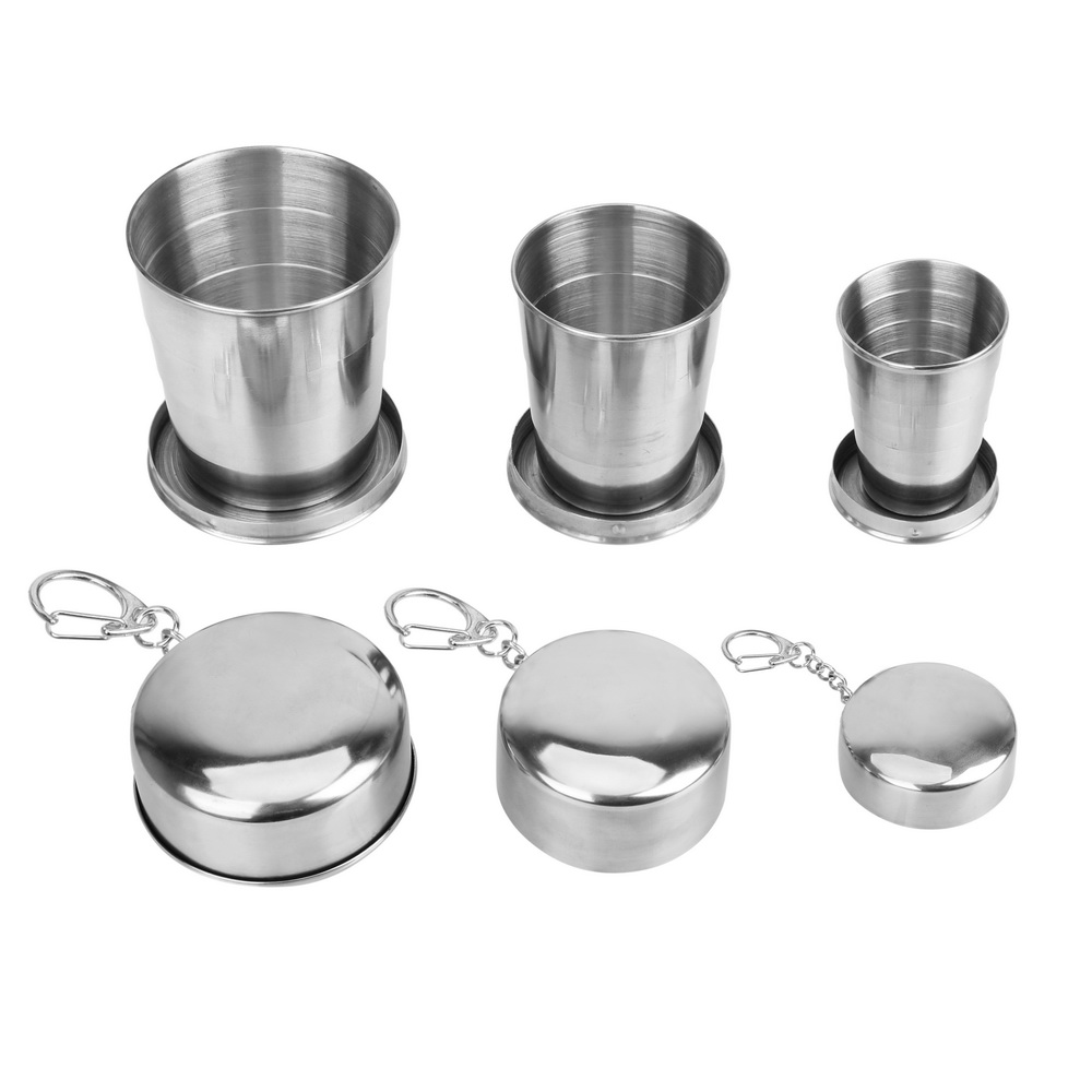 Gobelet Pliant Télescopique Rétractable en Acier Inoxydable, Portable pour Voyage en Plein Air, Standard, 75 ml, 140 ml, 240ml