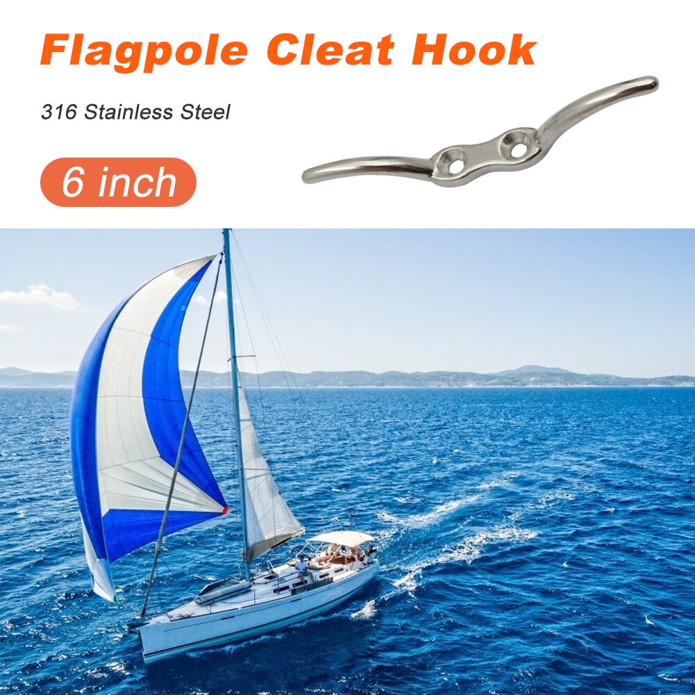 316 Marine Grade Stainless Steel Flagpole Rope Splint Fixed Hook Boat Mooring Sling Dock Tarpaulin Accessories