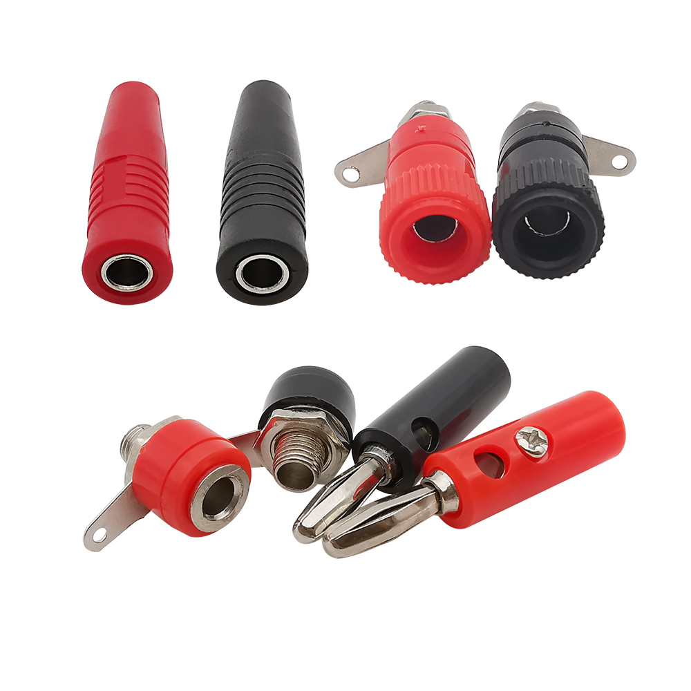 10 stück rot-schwarze 4mm- bananenstecker-lautsprecherkabelverbinder, vergoldet/vernickelt, 4mm bananenstecker (männlich/weiblich)