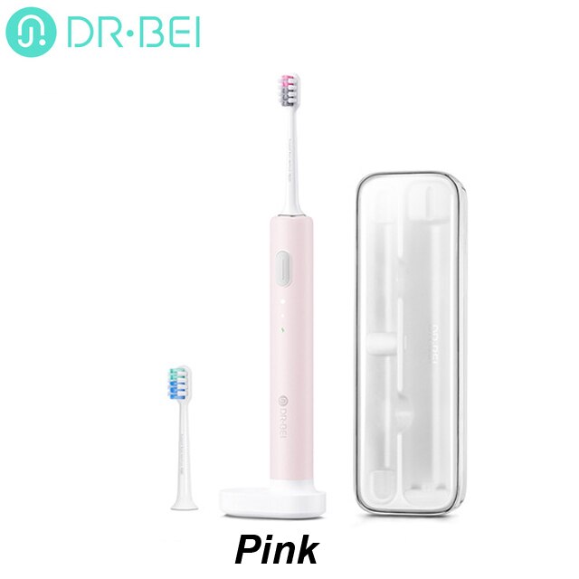 DR·BEI Ultrasonic Electric Toothbrush C1 USB Rechargeable Adult Waterproof Ultrasonic Automatic 3 Modes with Travel Case: Pink